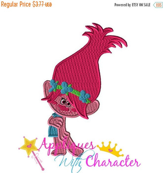 Troll Movie Pink Girl Filled Embroidery Machine Design 