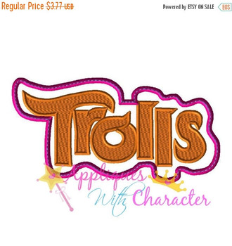 Troll Movie Logo Applique Embroidery Machine Design 