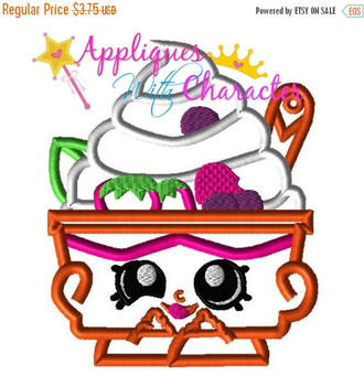 Shopkins Yochi Yogurt Ice cream Applique Embroidery Machine Design