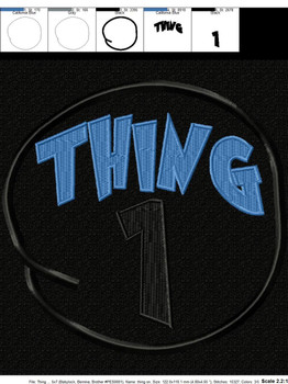 Dr Seuss Thing 1 Circle Applique Embroidery Design