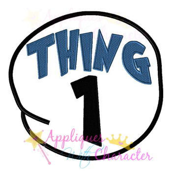 Dr Seuss Thing 1 Circle Applique Embroidery Design
