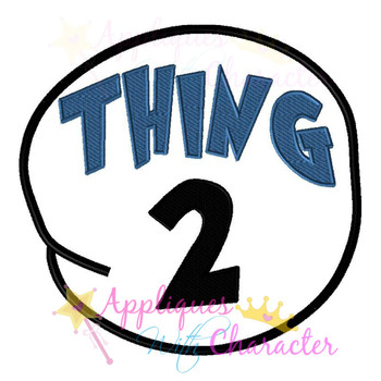 Dr Seuss Thing 2 Circle Applique Embroidery Design