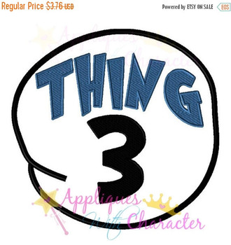 Doctor Seuss Cat Hat Thing 3 Circle Embroidery Machine Design