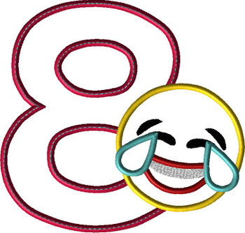 Laughing Emoji EIGHT Applique Design 