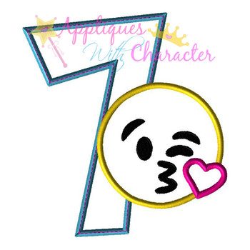 Emoji Kiss SEVEN Applique Embroidery Machine Design