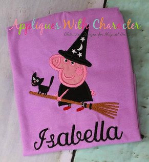 Peppa Pig Witch Applique Embroidery Design