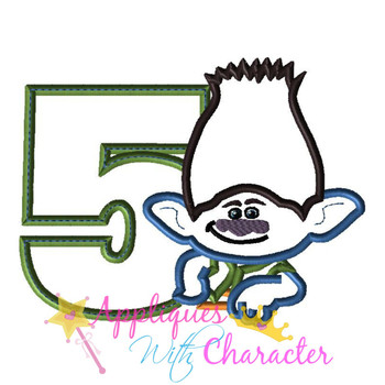 Boy Troll Five Applique Design