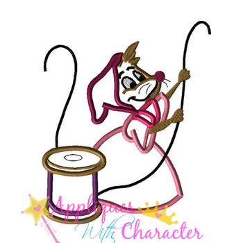 Cinderella Pink Mouse Applique Embroidery Design