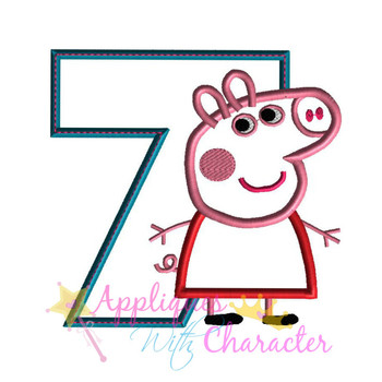 Pepper Pig Seven Applique Design