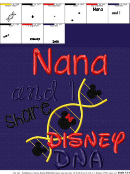 Nana and I Share Disney DNA Embroidery Saying Design
