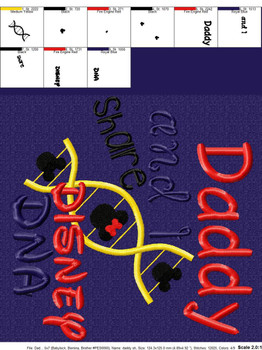 Daddy And I Share Disney DNA Saying Embroidery Design