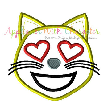 Love Cat Emoji Applique Embroidery Design