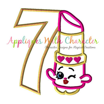 Shopkin Lippy SEVEN Applique Design 