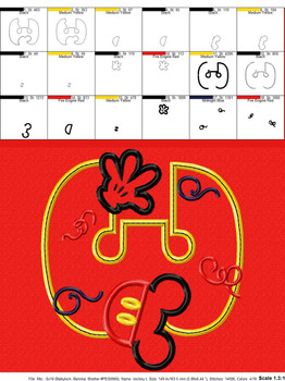 Mickey Mouse Number Three Applique Design
