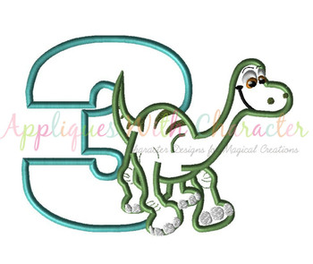 Arlo Number Three Good Dinosaur Applique Design