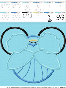 Cinderella Mickey Mouse Head Applique Design