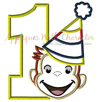 Curious George Number One Applique Design