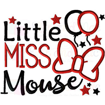Little Miss Mouse Saying Applique Design