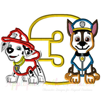 Paw Marshall Chase Patrol Three Applique Design