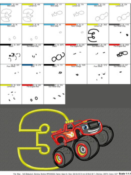 Blaze Monster Truck Three Applique Design