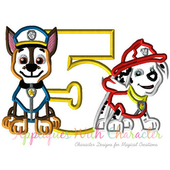 Paw Patrol Marshall Chase Five Applique Design