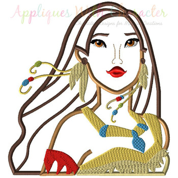 Pocahontas Bust Applique Embroidery Design