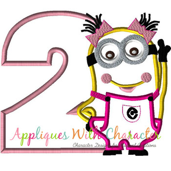 Minion Girl Number Two Applique Embroidery Design