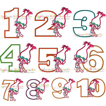 Trolls Poppy Numbers Applique Design Set
