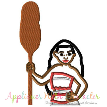 Island Girl With Paddle Applique Design