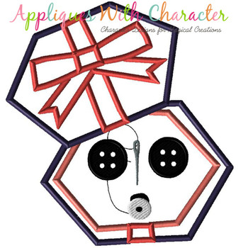 Coraline Button Eye Box Applique Embroidery Design