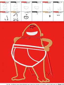 Captain Underwear Applique Embroidery Design