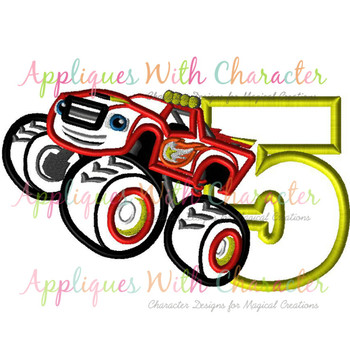 Blaze Monster Truck Five Applique Design