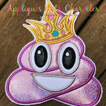 Poop Princess Emoji Applique Embroidery Design
