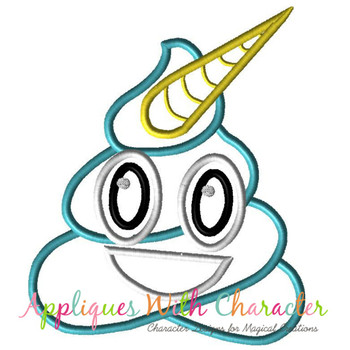 Poop Unicorn Emoji Applique Embroidery Design