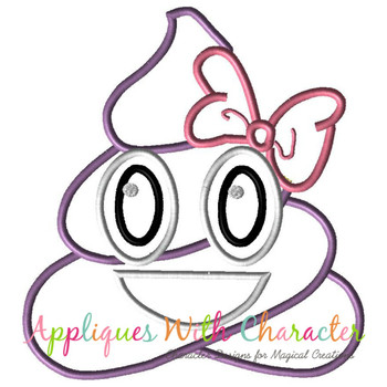 Poop Bow Emoji Applique Embroidery Design