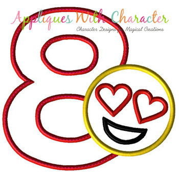 Love Emoji Number Eight Applique Embroidery