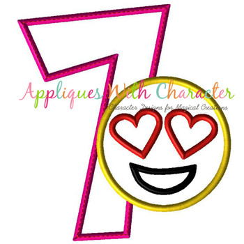 Love Emoji Number Seven Applique Embroidery