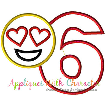 Love Emoji Six Applique Design 