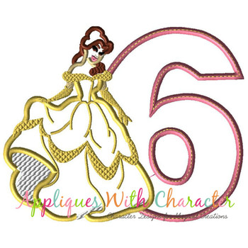 Beauty Bella Number Six Applique Design