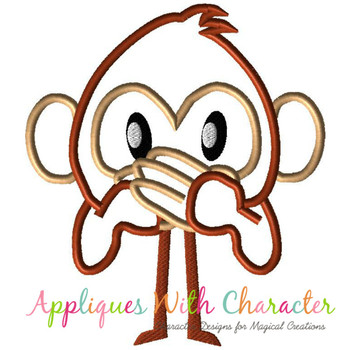 Monkey Emoji Emoticon Applique Embroidery Design