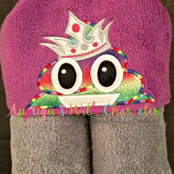 Poop Emoji Princess Peeker Applique Design