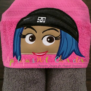 Emoji Emoticon Girl Peeker Applique Design