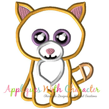 Beanie Boo Tabby Cat Applique Embroidery Design