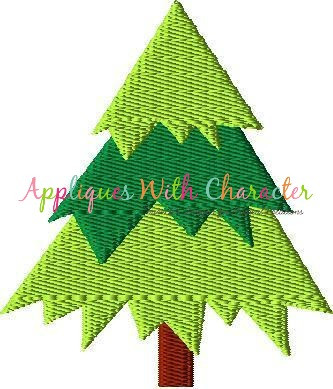 Christmas Tree Filled Stitch Embroidery Design