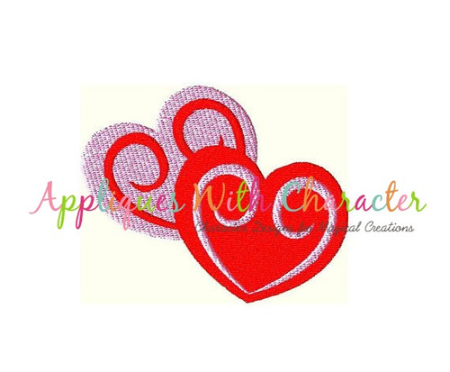 Double Hearts Filled Stitch Embroidery Design