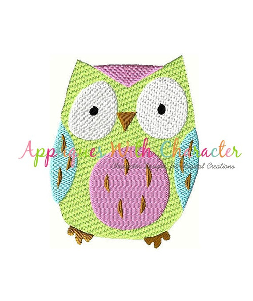 Owl Filled Stitch Embroidery Design