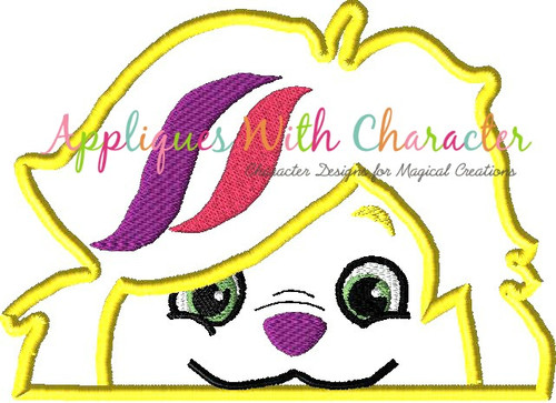 Sunny Day Girls Dog Peeker Applique Design