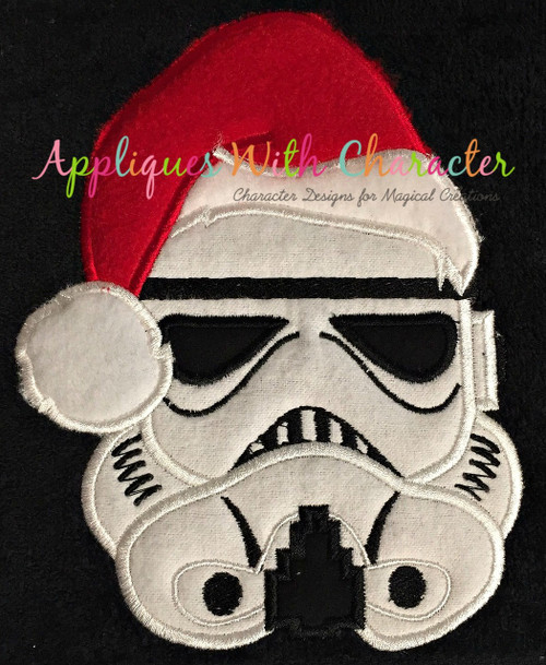 Stormtrooper Star Fight with Santa Hat Applique Design