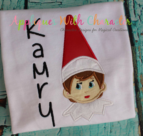 Girl Elf Sitting on the Shelf Applique Design