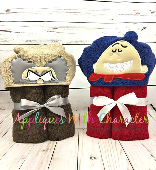 Professor Messy Pants & Captain Underwear Peeker Applique Designs